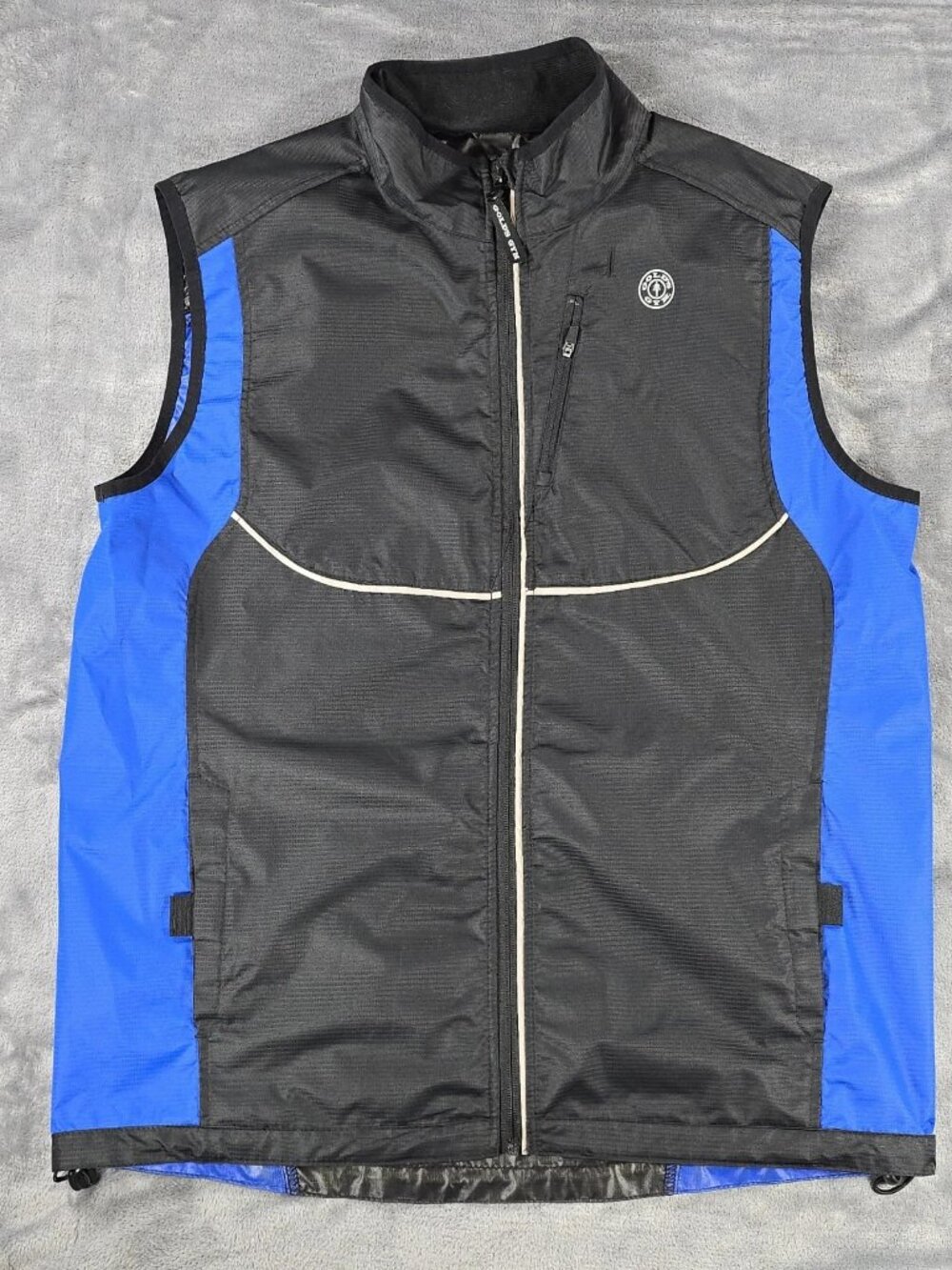Gold's Gym Vest Mens S Blue Black Full Zip Reflective Running Athletic